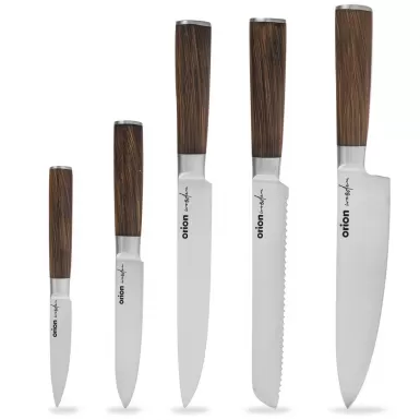 Nůž kuchyňský nerez WOODEN sada 5 ks