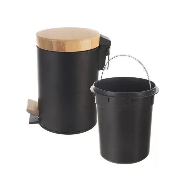 Koš odp. kov/UH s pedálem+bam.víko BLACK 3 l
