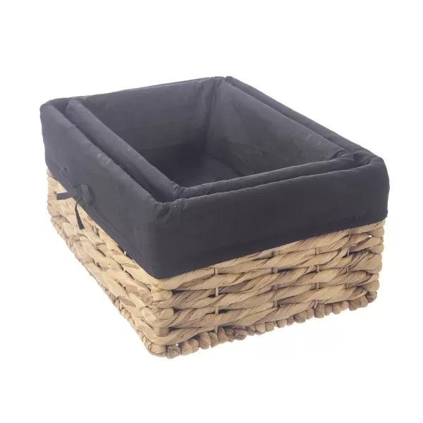 Košík vodní hyacint+textil 31x21x14,5 cm černá