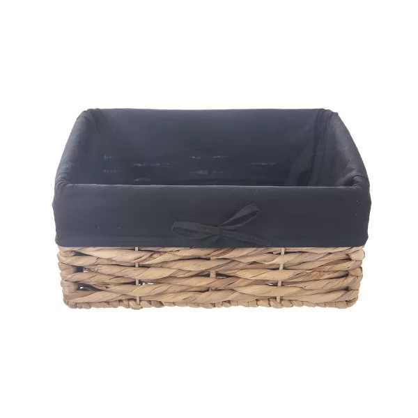 Košík vodní hyacint+textil 31x21x14,5 cm černá