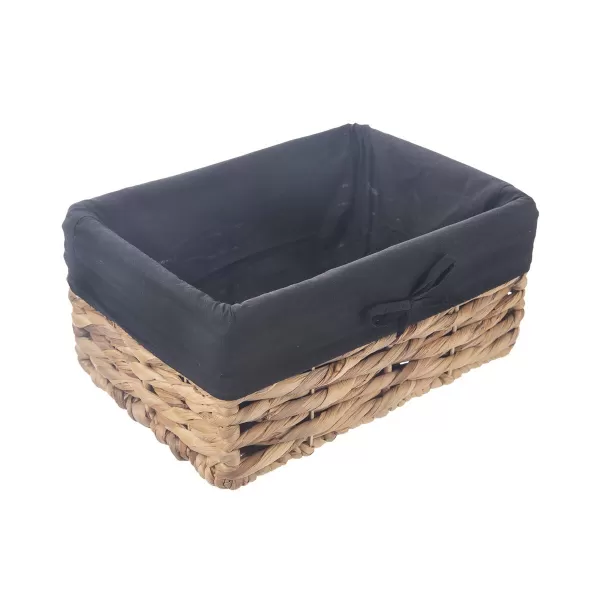 Košík vodní hyacint+textil 31x21x14,5 cm černá