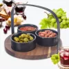 Miska ker.+akácie tác+ucho servírovací set BLACK