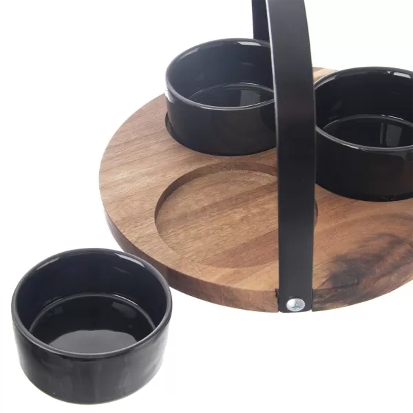 Miska ker.+akácie tác+ucho servírovací set BLACK