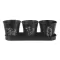Květináč kov bylinky BLACK pr. 11 cm 3 ks+podtácek