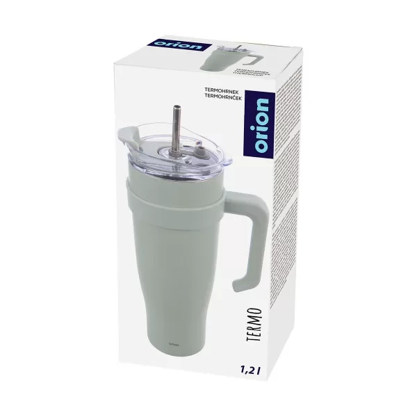 Hrnek TERMO pohár nerez/UH+brčko 1,2 l zelená