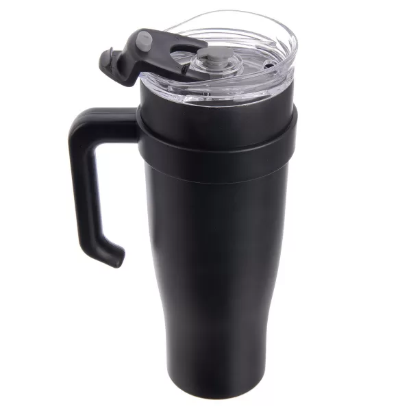 Hrnek TERMO pohár nerez/UH+brčko 1,2 l černá