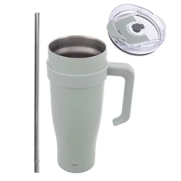 Hrnek TERMO pohár nerez/UH+brčko 1,2 l zelená