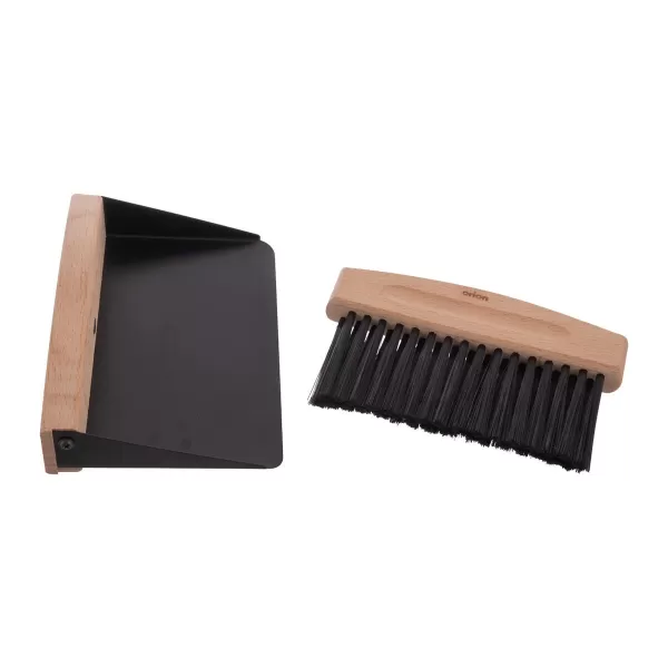 Smetáček+lopatka dřevo/kov mini s magnetem BLACK
