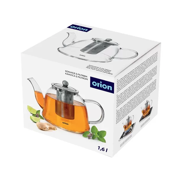 Konvice borosil. sklo+filtr nerez 1,6 l