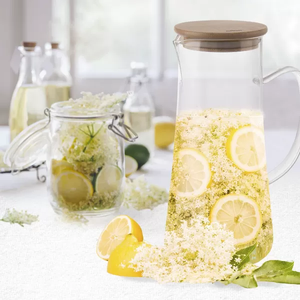 Džbán borosil. sklo+víčko bambus 1,5 l