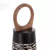 Svícen kov/dřevo CONE černý/zlatý 15x15x43 cm