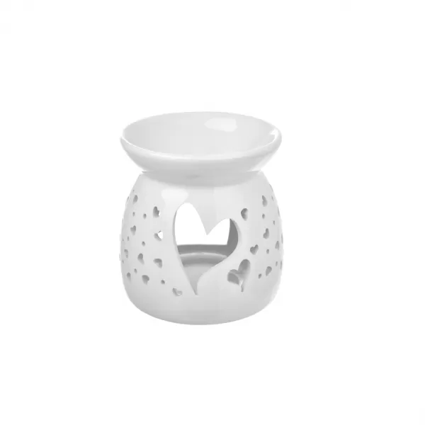 Aromalampa porcelán bílá srdce 11x11x11 cm